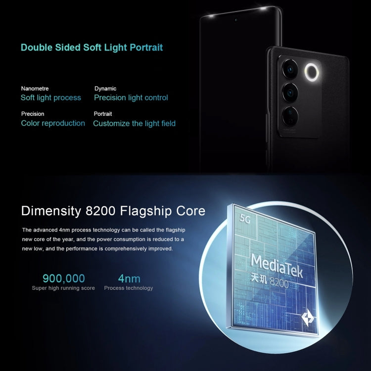 vivo S16 Pro 5G, 50MP Camera, 12GB+256GB, Triple Back Cameras, Srceen Fingerprint Identification, 4600mAh Battery, 6.78 inch Android 13 OriginOS 3 Dimensity 8200 Octa Core up to 3.1GHz, OTG, NFC, Network: 5G (Black)