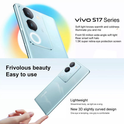 vivo S17 5G, 50MP Camera, 12GB+ 256GB, Dual Back Cameras, Screen Fingerprint Identification, 4600mAh Battery, 6.78 inch Android 13 OriginOS 3 Snapdragon 778G+ Octa Core up to 2.5GHz, OTG, NFC, Network: 5G (Blue)