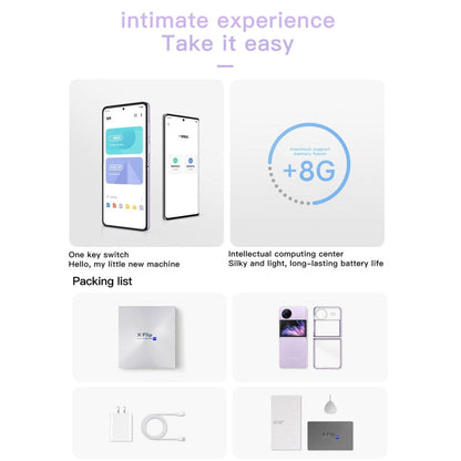 vivo X Flip 5G, 50MP Camera, 12GB+256GB, Dual Back Cameras, Side Fingerprint Identification, 4400mAh Battery, 6.74 inch + 3.0 inch Android 13.0 OriginOS 3 Qualcomm Snapdragon 8+ Gen1 Octa Core up to 3.0GHz, NFC, OTG, Network: 5G (Purple)