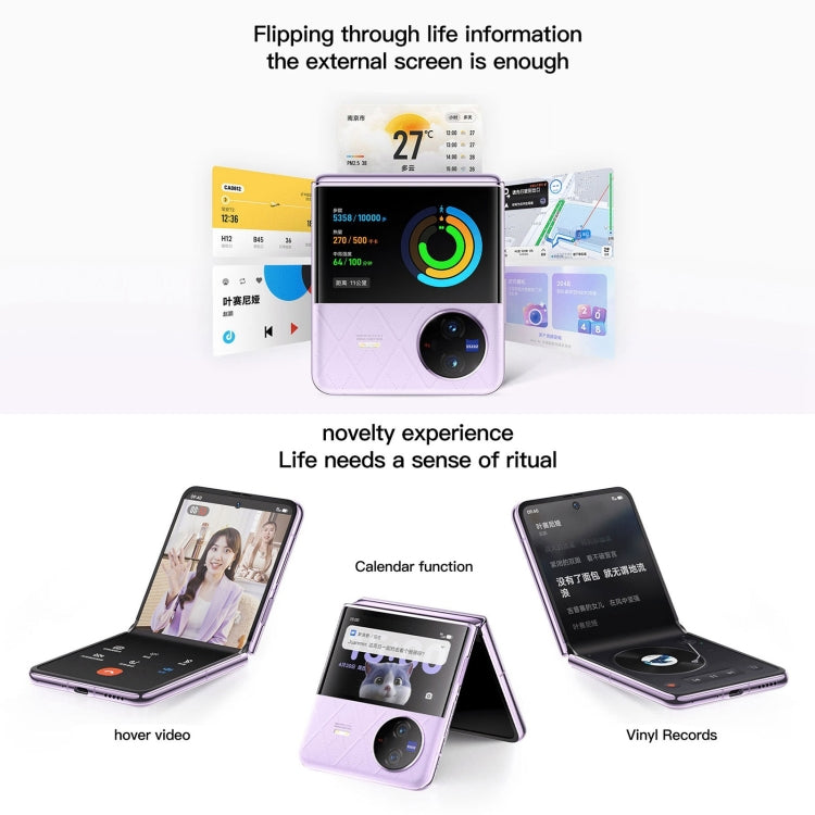 vivo X Flip 5G, 50MP Camera, 12GB+256GB, Dual Back Cameras, Side Fingerprint Identification, 4400mAh Battery, 6.74 inch + 3.0 inch Android 13.0 OriginOS 3 Qualcomm Snapdragon 8+ Gen1 Octa Core up to 3.0GHz, NFC, OTG, Network: 5G (Black)