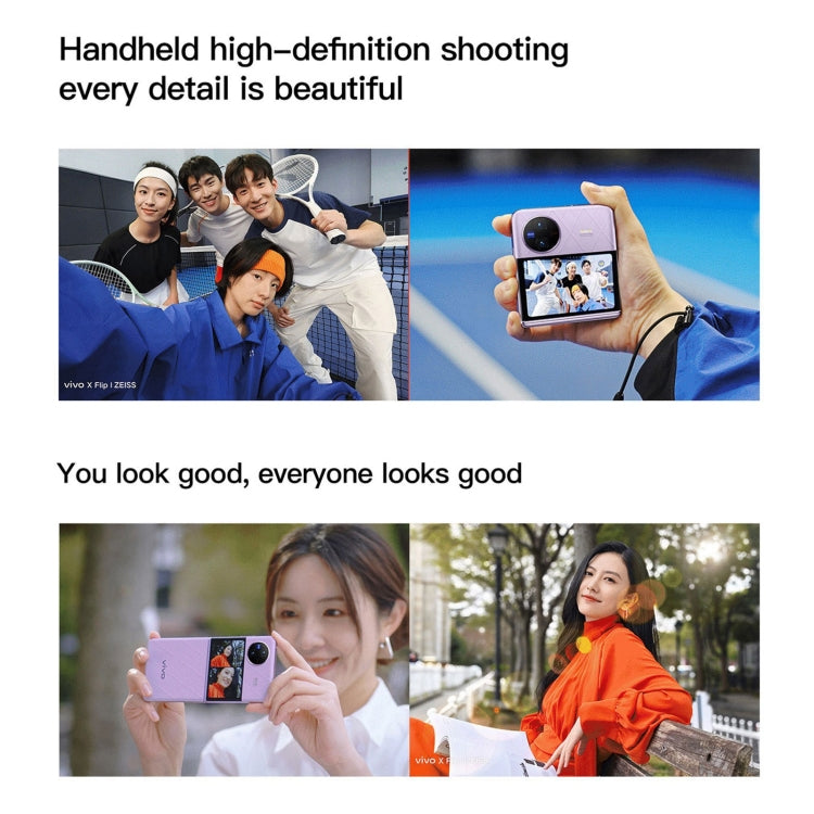 vivo X Flip 5G, 50MP Camera, 12GB+512GB, Dual Back Cameras, Side Fingerprint Identification, 4400mAh Battery, 6.74 inch + 3.0 inch Android 13.0 OriginOS 3 Qualcomm Snapdragon 8+ Gen1 Octa Core up to 3.0GHz, NFC, OTG, Network: 5G (Purple)
