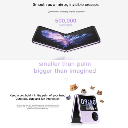 vivo X Flip 5G, 50MP Camera, 12GB+512GB, Dual Back Cameras, Side Fingerprint Identification, 4400mAh Battery, 6.74 inch + 3.0 inch Android 13.0 OriginOS 3 Qualcomm Snapdragon 8+ Gen1 Octa Core up to 3.0GHz, NFC, OTG, Network: 5G (Gold)