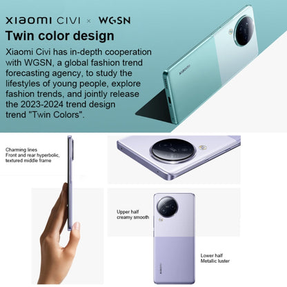 Xiaomi Civi 3 5G, 50MP Camera, 12GB+256GB, Triple Back Cameras + Dual Front Cameras, In-screen Fingerprint Identification, 4500mAh Battery, 6.55 inch MIUI 14 Dimensity 8200-Ultra Octa Core 4nm up to 3.1GHz, Network: 5G, NFC (Mint Green)
