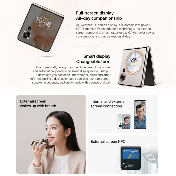 Honor Magic V Flip, 12GB+512GB, 6.8 inch + 4.0 inch Screen MagicOS 8.0 Snapdragon 8+ Gen 1 Octa Core, Network: 5G, NFC, OTG (White)