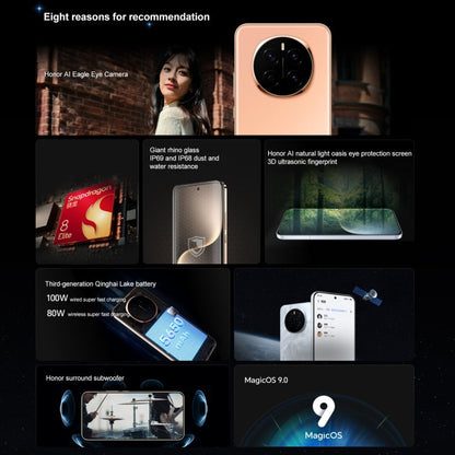 Honor Magic7, 12GB+256GB, Screen Fingerprint, 6.78 inch MagicOS 9.0 / Android 15 Snapdragon 8 Elite 3nm Octa Core, Network: 5G, NFC, OTG, Support Google Play (Gold)