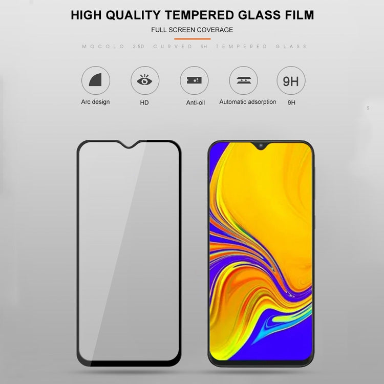 mocolo 0.33mm 9H 2.5D Full Glue Silk Print Tempered Glass Film for Galaxy A30 / A50 / M30, Support Fingerprint Unlock(Black)