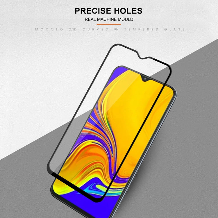 mocolo 0.33mm 9H 2.5D Full Glue Silk Print Tempered Glass Film for Galaxy A30 / A50 / M30, Support Fingerprint Unlock(Black)