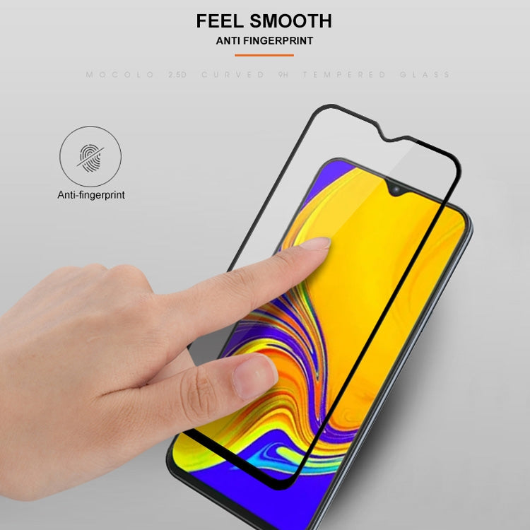 mocolo 0.33mm 9H 2.5D Full Glue Silk Print Tempered Glass Film for Galaxy A30 / A50 / M30, Support Fingerprint Unlock(Black)