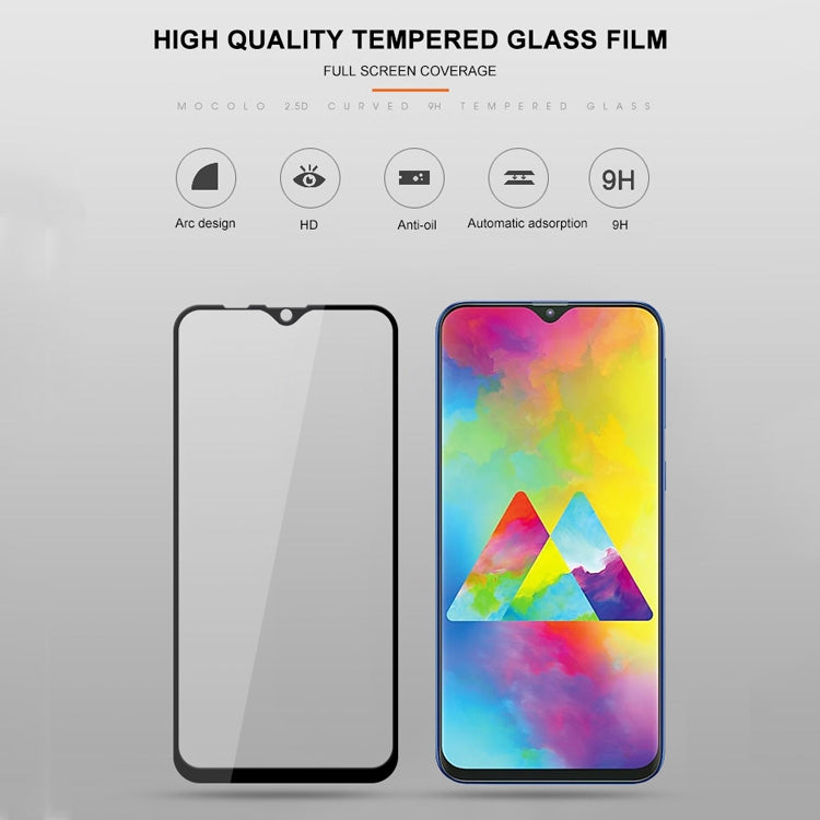 mocolo 0.33mm 9H 2.5D Silk Print Tempered Glass Film for Galaxy M20(Black)