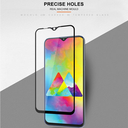 Mocolo Film de protection en verre trempé sérigraphié 9H 2.5D avec colle intégrale de 0,33 mm pour Galaxy M20 (noir)