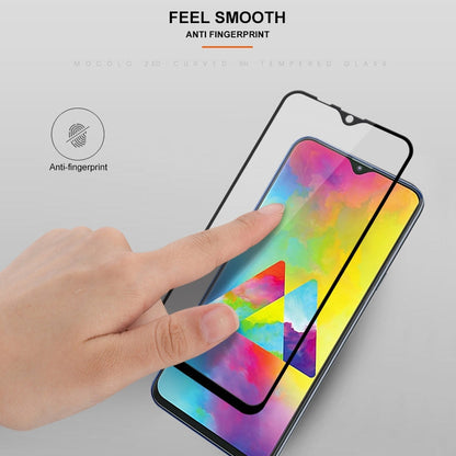 Mocolo Film de protection en verre trempé sérigraphié 9H 2.5D avec colle intégrale de 0,33 mm pour Galaxy M20 (noir)