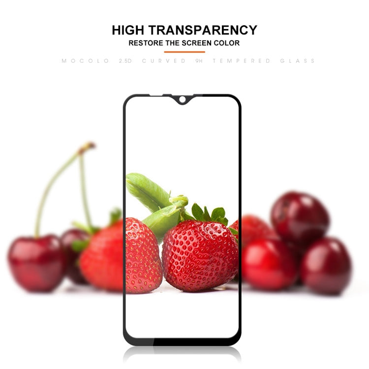 Mocolo Film de protection en verre trempé sérigraphié 9H 2.5D avec colle intégrale de 0,33 mm pour Galaxy M20 (noir)