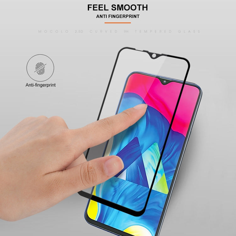 mocolo 0.33mm 9H 2.5D Silk Print Tempered Glass Film for Galaxy M10(Black)