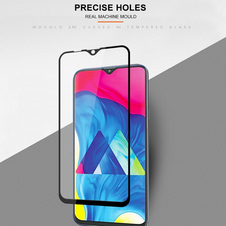 Film en verre trempé mocolo 0,33 mm 9H 2.5D Full Glue Silk Print pour Galaxy M10 (noir)