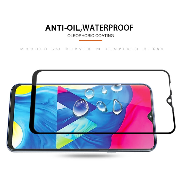 Film en verre trempé mocolo 0,33 mm 9H 2.5D Full Glue Silk Print pour Galaxy M10 (noir)