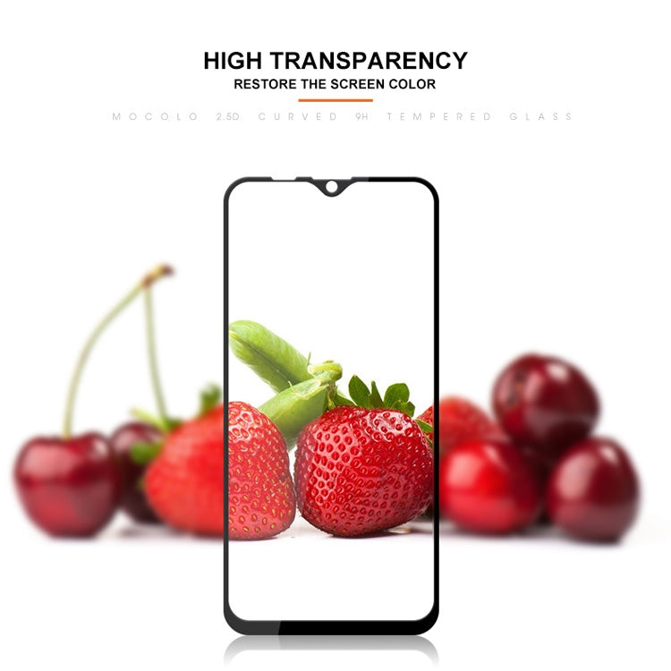 Film en verre trempé mocolo 0,33 mm 9H 2.5D Full Glue Silk Print pour Galaxy M10 (noir)