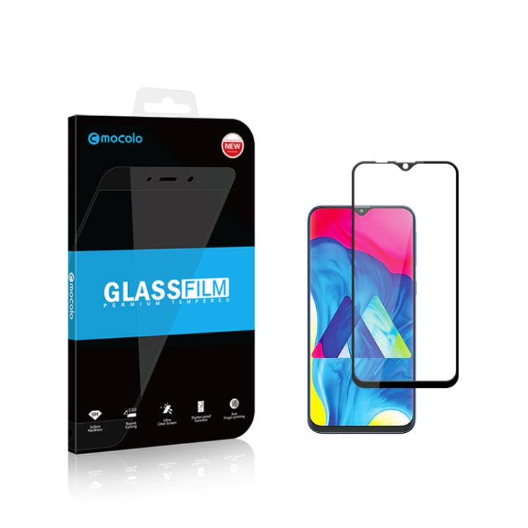 Film en verre trempé mocolo 0,33 mm 9H 2.5D Full Glue Silk Print pour Galaxy M10 (noir)