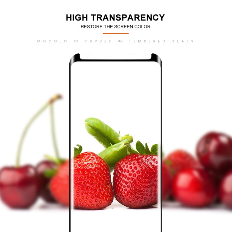 mocolo Film de protection en verre trempé incurvé 3D 9H de 0,33 mm pour Galaxy S9+ (noir)