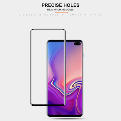 Film en verre trempé mocolo 0,33 mm 9H 3D bord rond pour Galaxy S10+, le déverrouillage par empreinte digitale n'est pas pris en charge (noir)