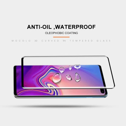 Film en verre trempé mocolo 0,33 mm 9H 3D bord rond pour Galaxy S10+, le déverrouillage par empreinte digitale n'est pas pris en charge (noir)