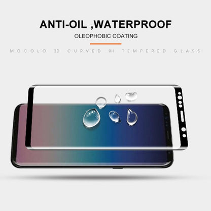 mocolo Film de Protection en Verre Trempé, Bords Arrondis 3D, Adhésion Complète, 0.33mm, Dureté 9H pour Galaxy S9+ (Noir)