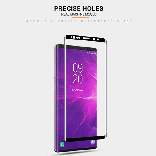 mocolo Film de Protection d'Écran en Verre Trempé 3D Bord Rond 9H 0.33mm Adhésion Complète pour Galaxy Note9 (Noir)