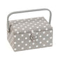 Hobby Gift: Sewing Machine Bag: Matt PVC: Grey Linen Polka Dot: Item size: (d/w/h) 20 x 44 x 38cm.
