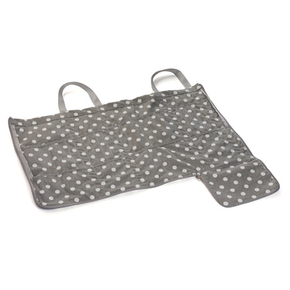 Hobby Gift: Sac à tricot avec rangement pour épingles: Réversible: Lin gris à pois: Dimensions de l'article: (p/l/h) 15 x 41 x 19,5cm.