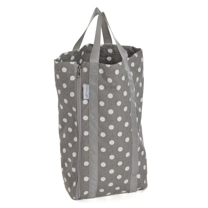 Hobby Gift: Sac à tricot avec rangement pour épingles: Réversible: Lin gris à pois: Dimensions de l'article: (p/l/h) 15 x 41 x 19,5cm.