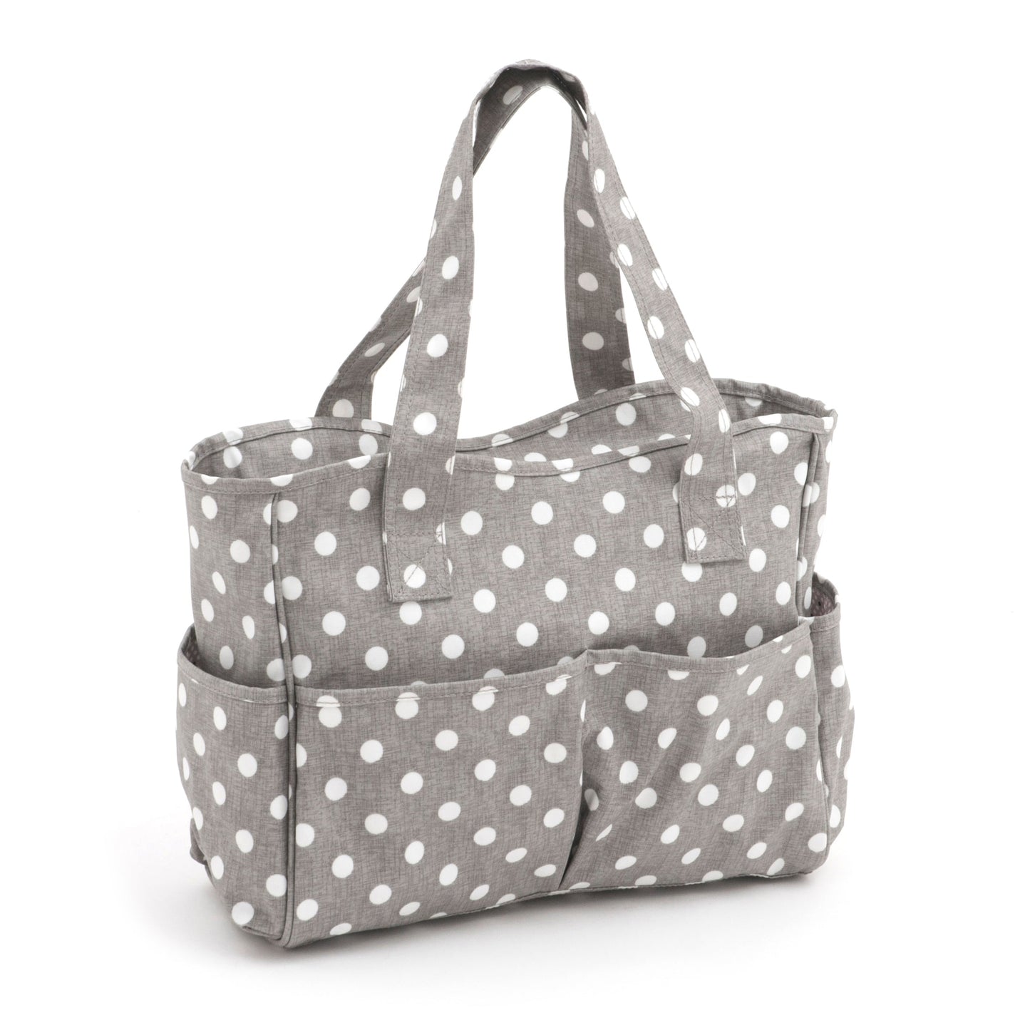 Hobby Gift: Sac à ouvrages : PVC mat : Gris Lin à Pois : Dimensions de l'article : (p/l/h) 13 x 36 x 31cm.