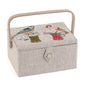 Hobby Gift: Sewing Box (M): Embroidered: Birds on Bobbin: Item size: (d/w/h) 18.5 x 25.5 x 14.5cm.