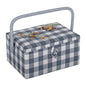 Hobby Gift: Sewing Box (M): Embroidered: Grey Gingham Bees: Item size: (d/w/h) 18.5 x 25.5 x 14.5cm.