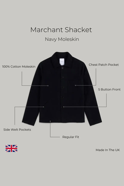 Marchant Jacket  - Navy Moleskin