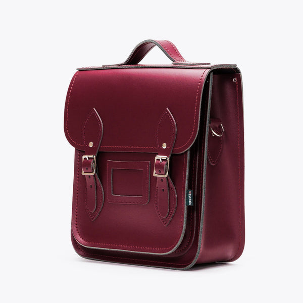 Sac à dos urbain en cuir fait main - Rouge marsala