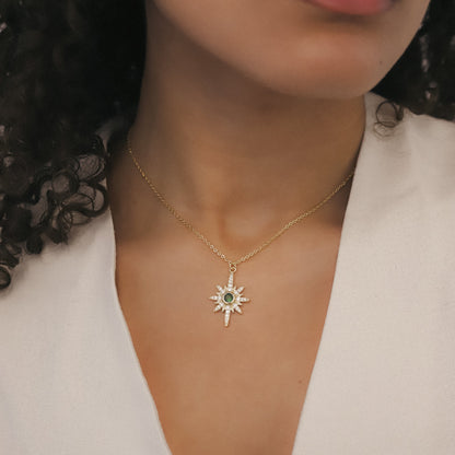 Heidi North Star Birthstone Necklace | 18K Gold Plated