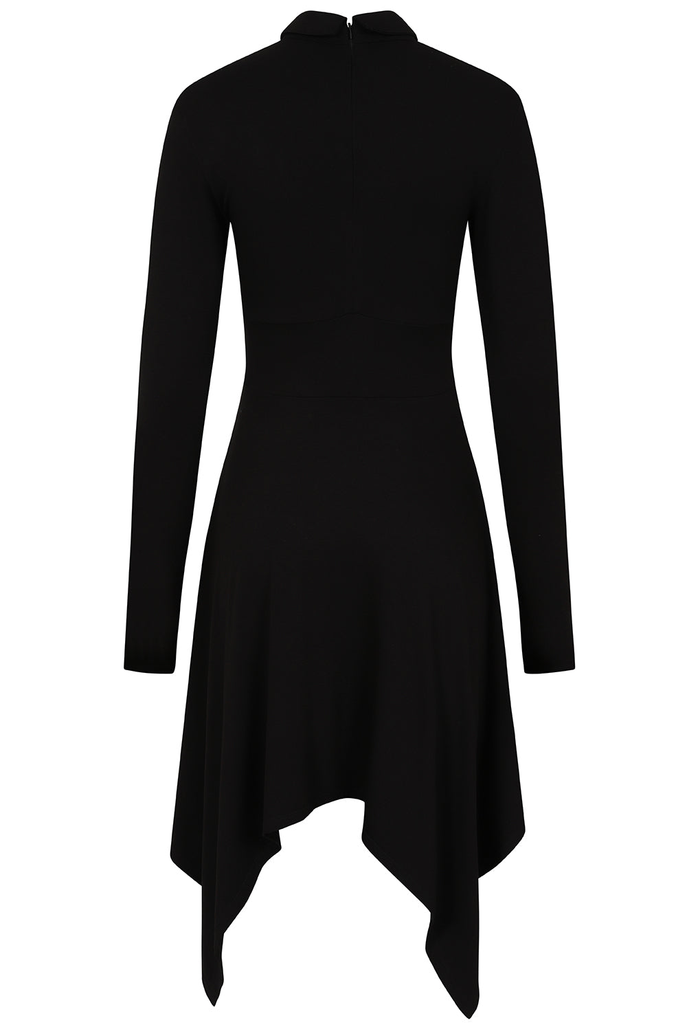 Robe midi à ourlet asymétrique Kali Gothic – Manches longues noires