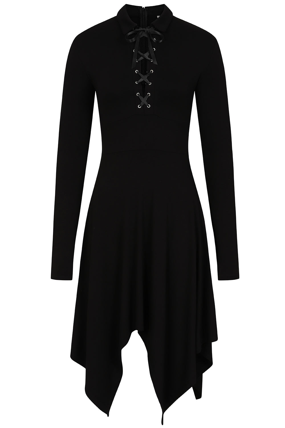 Robe midi à ourlet asymétrique Kali Gothic – Manches longues noires