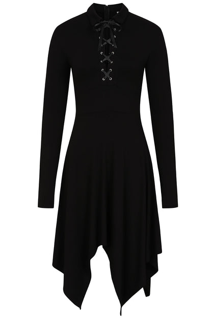 Robe midi à ourlet asymétrique Kali Gothic – Manches longues noires
