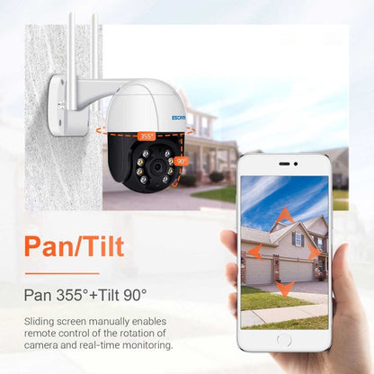Caméra IP WiFi ESCAM QF218 1080P panoramique/inclinaison avec détection humanoïde IA, étanche IP66, compatible ONVIF/vision nocturne/carte TF/audio bidirectionnel, prise UE