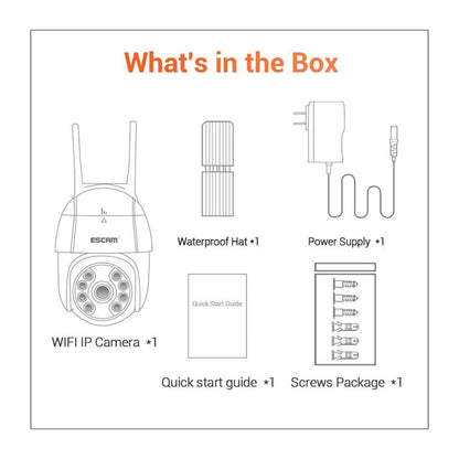 Caméra IP WiFi ESCAM QF218 1080P panoramique/inclinaison avec détection humanoïde IA, étanche IP66, compatible ONVIF/vision nocturne/carte TF/audio bidirectionnel, prise UE
