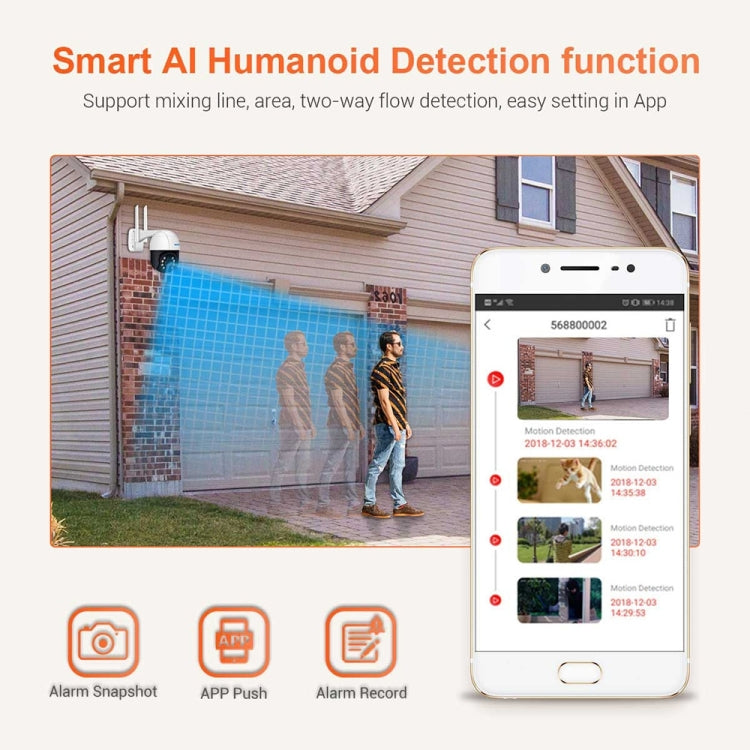 Caméra IP WiFi ESCAM QF218 1080P panoramique/inclinaison avec détection humanoïde IA, étanche IP66, compatible ONVIF/vision nocturne/carte TF/audio bidirectionnel, prise UE