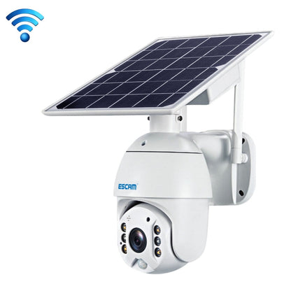 Caméra IP solaire WiFi étanche ESCAM QF280 HD 1080P IP66 sans batterie, prise en charge de la vision nocturne / détection de mouvement / carte TF / audio bidirectionnel (blanc)
