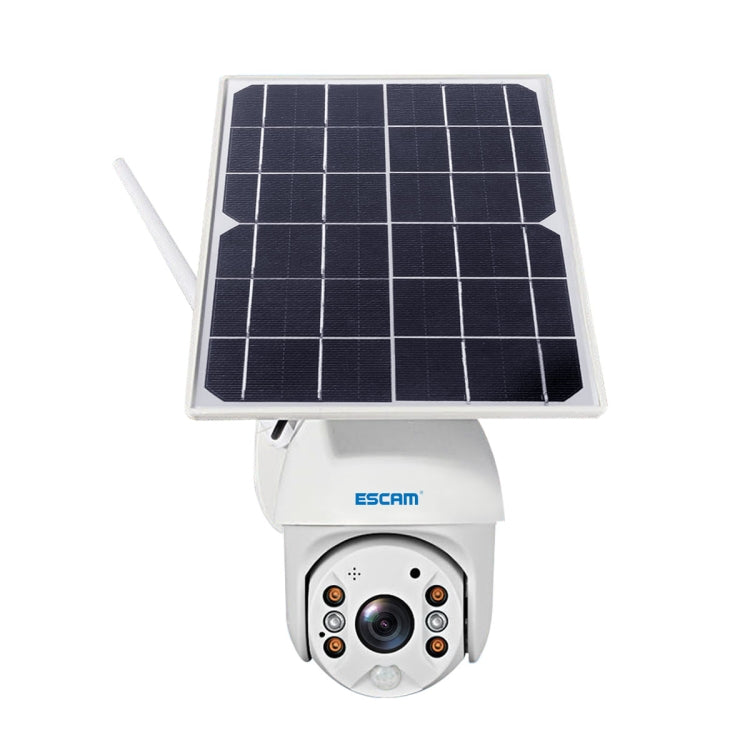 Caméra IP solaire WiFi étanche ESCAM QF280 HD 1080P IP66 sans batterie, prise en charge de la vision nocturne / détection de mouvement / carte TF / audio bidirectionnel (blanc)