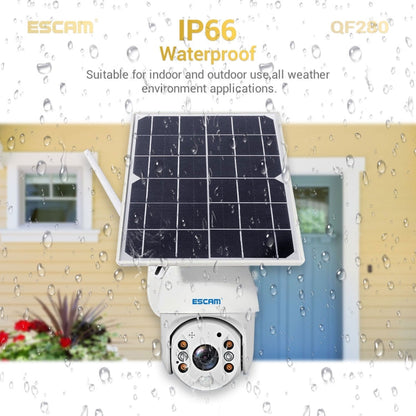 Caméra IP solaire WiFi étanche ESCAM QF280 HD 1080P IP66 sans batterie, prise en charge de la vision nocturne / détection de mouvement / carte TF / audio bidirectionnel (blanc)