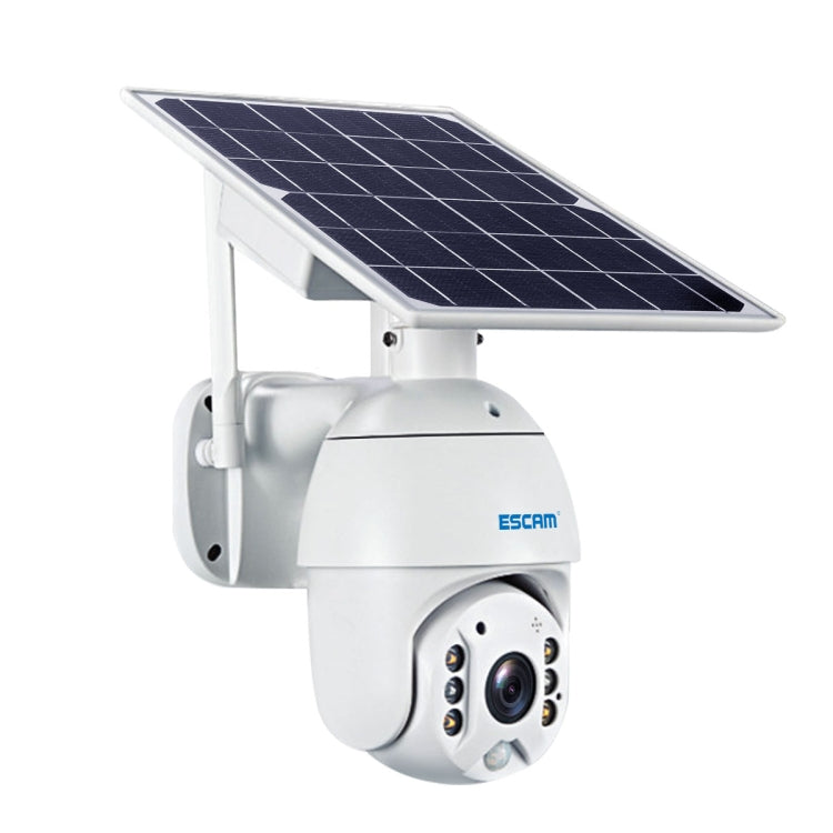 Caméra IP solaire WiFi étanche ESCAM QF280 HD 1080P IP66 sans batterie, prise en charge de la vision nocturne / détection de mouvement / carte TF / audio bidirectionnel (blanc)