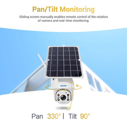 Caméra IP solaire WiFi étanche ESCAM QF280 HD 1080P IP66 sans batterie, prise en charge de la vision nocturne / détection de mouvement / carte TF / audio bidirectionnel (blanc)