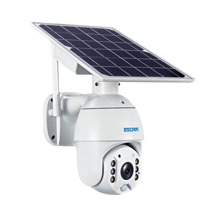 ESCAM QF480 EU Version HD 1080P IP66 Waterproof 4G Solar Panel PT IP Camera with Battery, Support Night Vision / Motion Detection / TF Card / Two Way Audio (White)