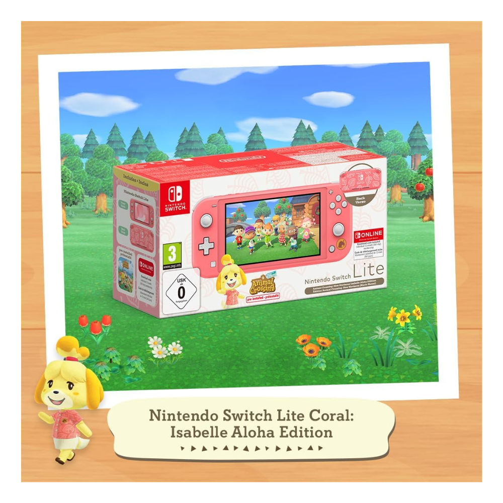 NINTENDO SWITCH LITE CORAL ISABELLE PRE INSTALLED