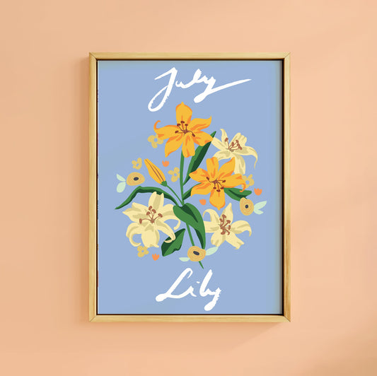 JULY LILY BIRTH FLOWER PRINT