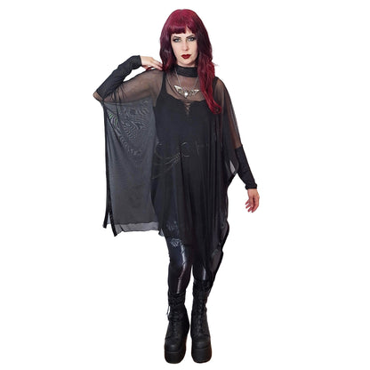 Necessary Evil Anahita Sheer Gothic Black Mesh Layer Dress - UK Made